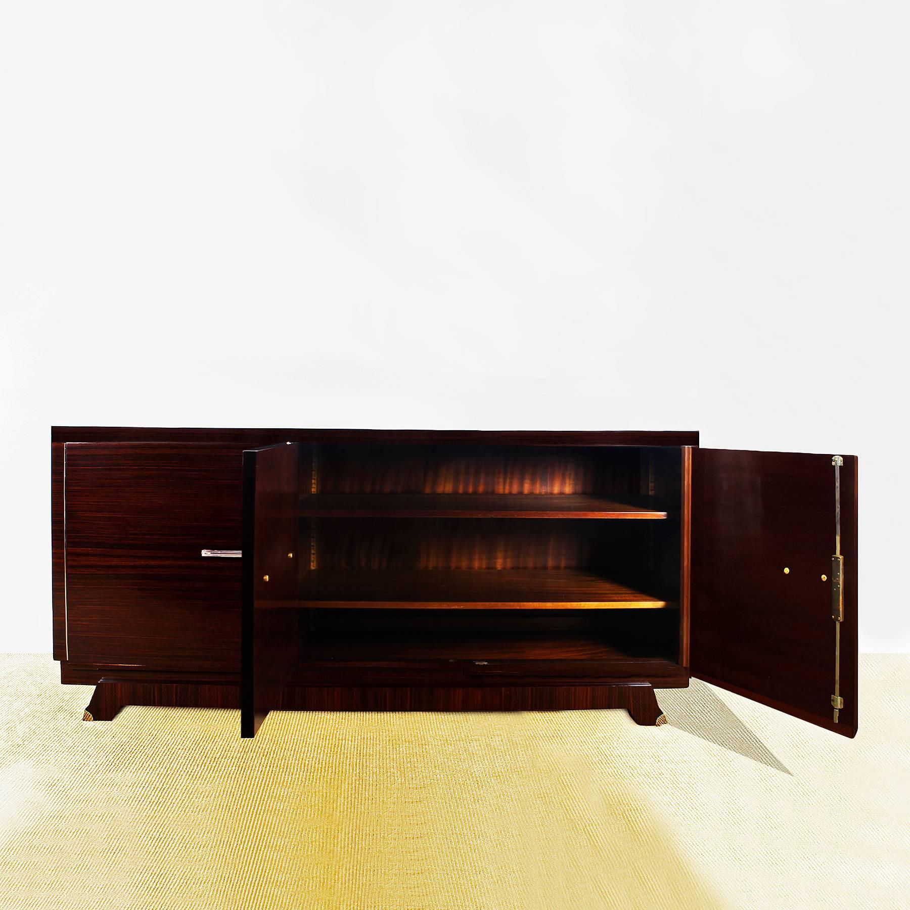 Mahogany 1930´s Art Deco French Sideboard, mahogany, bronze - France