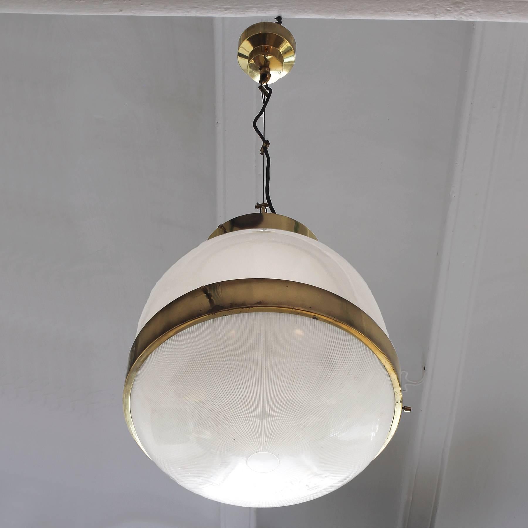 Italian 1960´s Large Delta Lantern by Sergio Mazza for Artemide, brass, glass - Italy