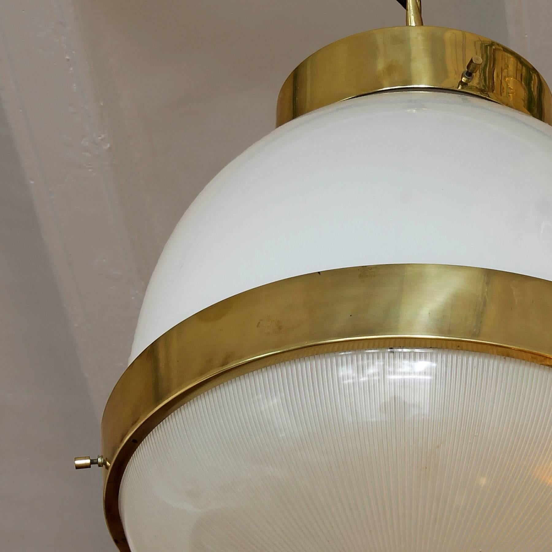 Pressed 1960´s Large Delta Lantern by Sergio Mazza for Artemide, brass, glass - Italy