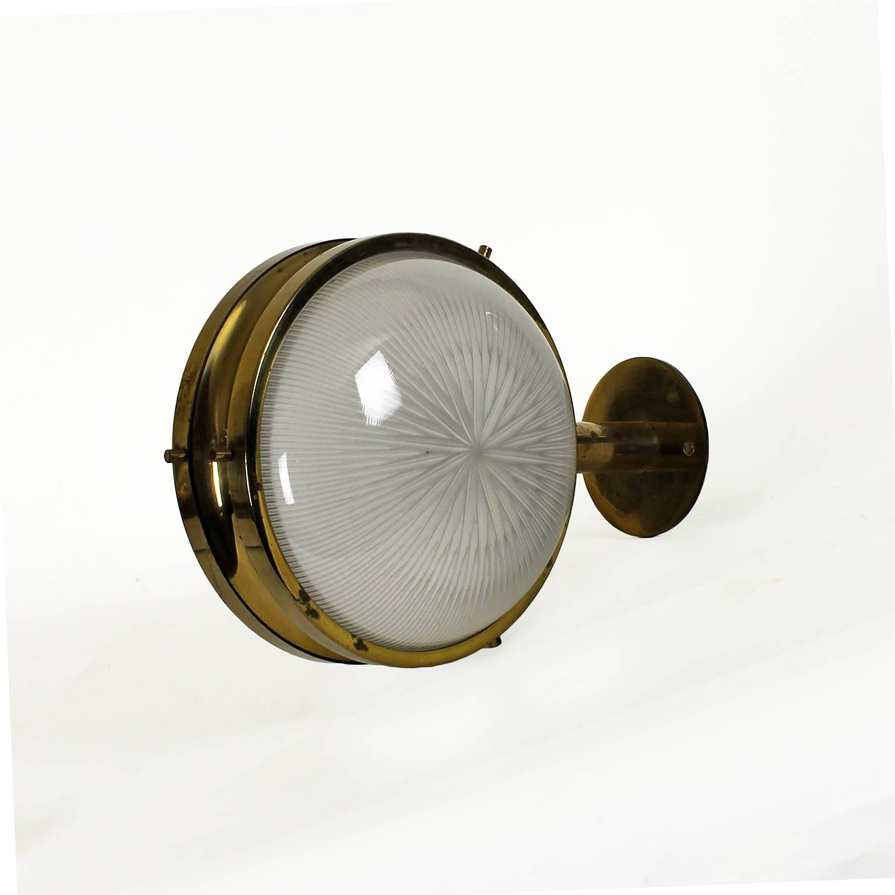 Italian 1960´s Pair Sigma Wall Lights by Sergio Mazza for Artemide, brass, glass - Italy
