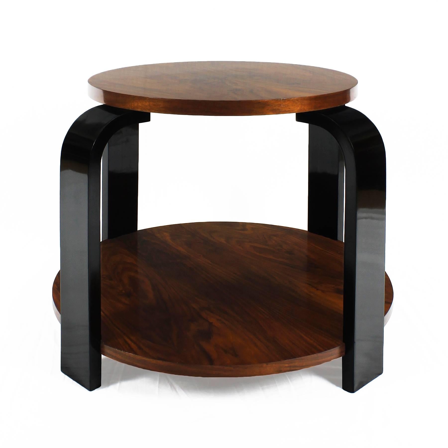 French 1930´s Art Deco Sidetable, ebonized beech and walnut - France For Sale