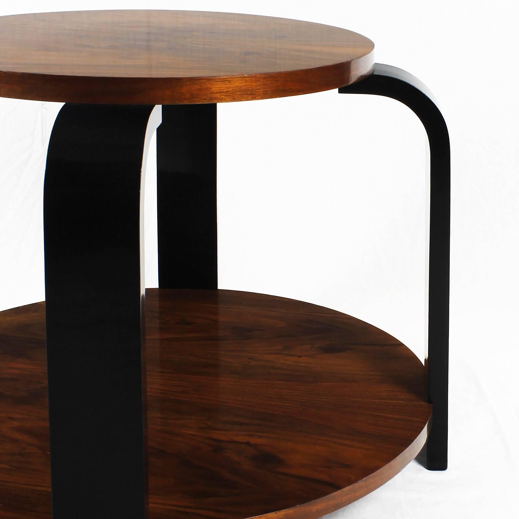Stained 1930´s Art Deco Sidetable, ebonized beech and walnut - France For Sale