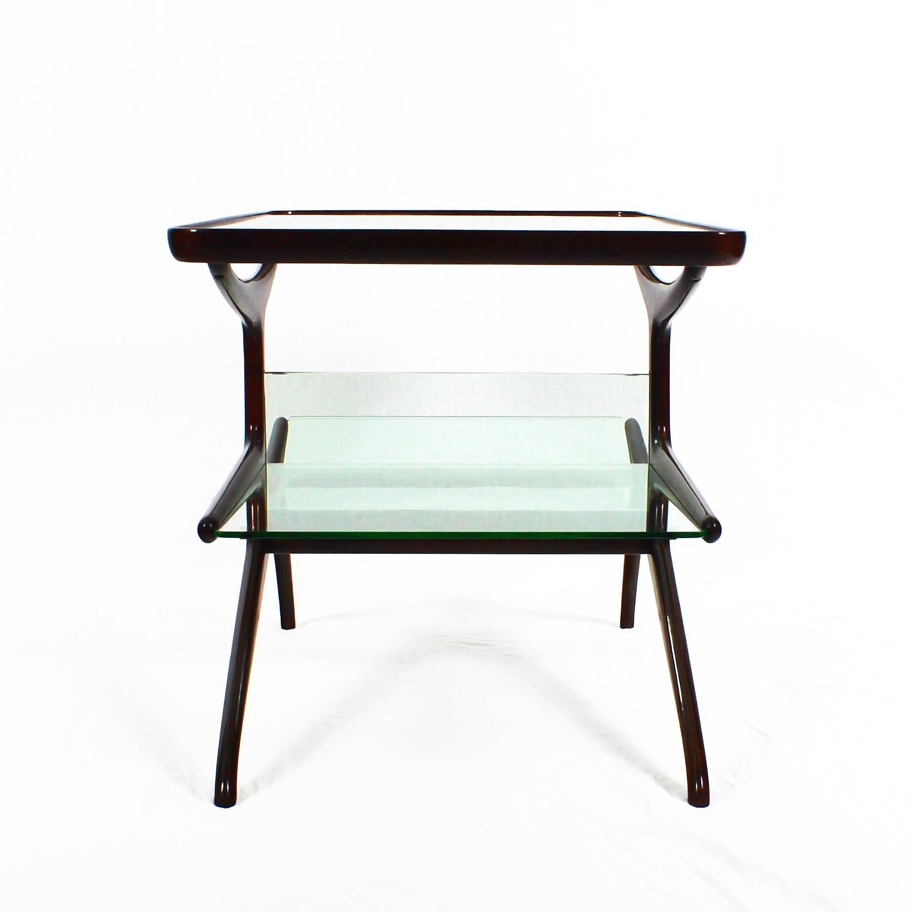 1950s Coffee Table by Cesare Lacca, magazine rack, mahogany. Italy In Excellent Condition In Girona, ES
