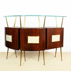 1950s Dry Bar Cabinet, counter and benches set in the style of Gio Ponti. Italy