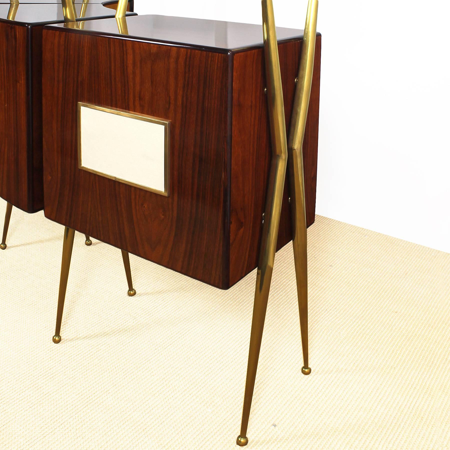 Italian 1950s Dry Bar Cabinet, counter and benches set in the style of Gio Ponti. Italy