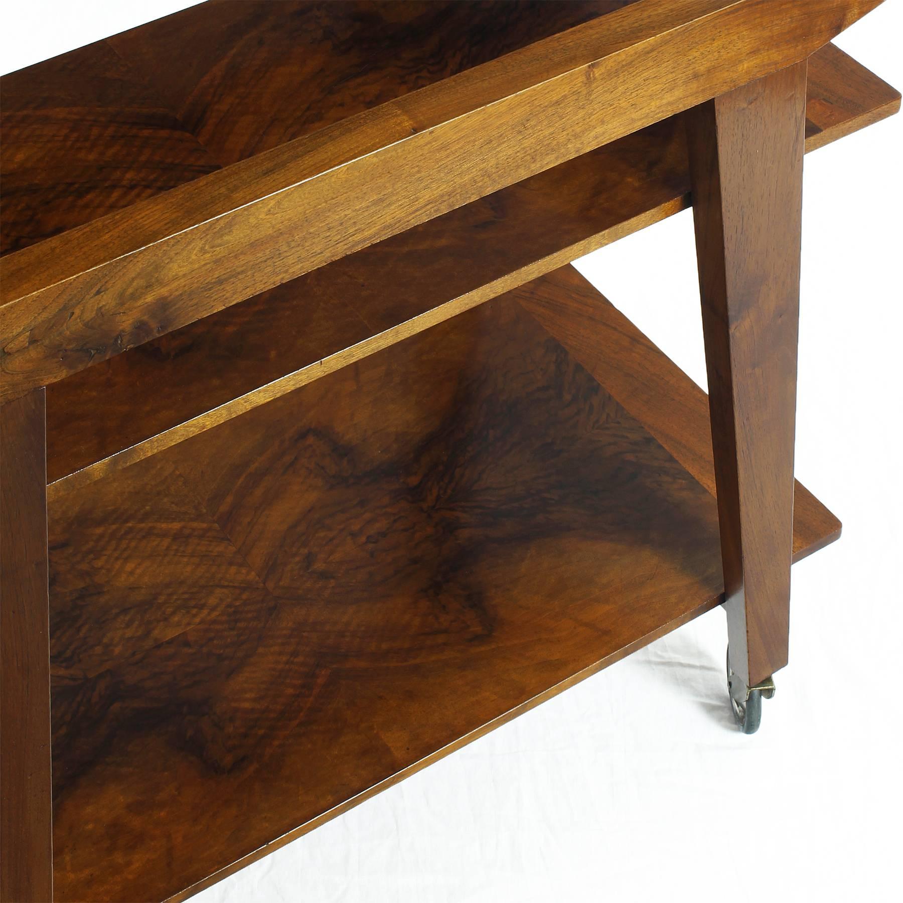 Bar Cart in Solid Oak, Removable Try, Shellac Wax Finished, France, 1940 2