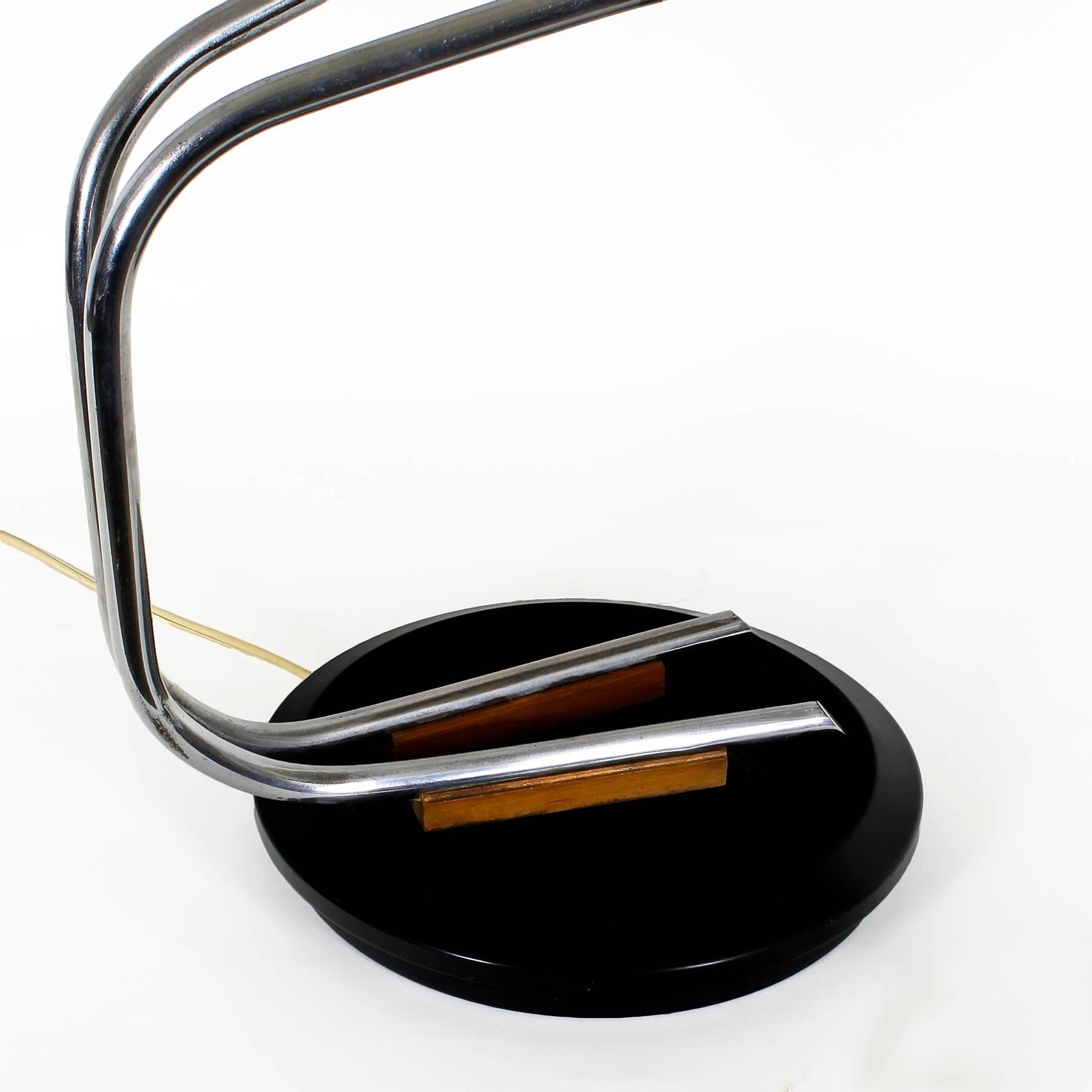 Glass Mid-Century Modern Chrome-Plated Metal Desk Lamp by Fase - Spain For Sale