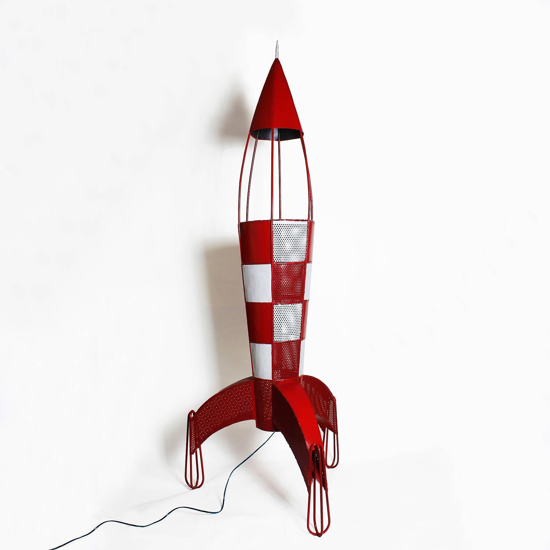 Standing lamp, replica of the space rocket, created by Hergé for the 