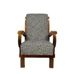 Paire de fauteuils Art Déco en noyer avec revêtement noir et blanc - Italie