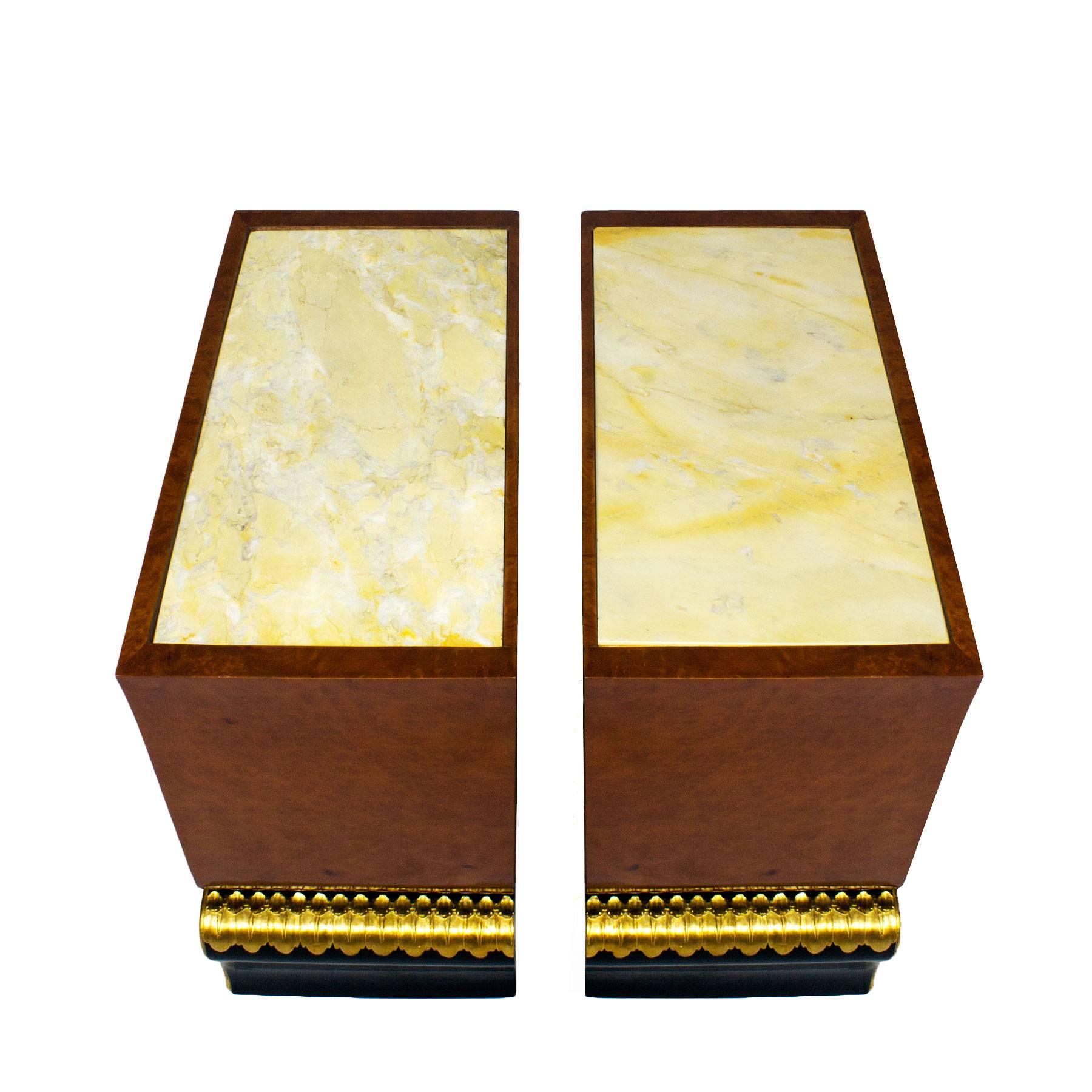 Mid-20th Century Pair of Mid-Century Modern Night Stands With Marble On Top - Italy For Sale