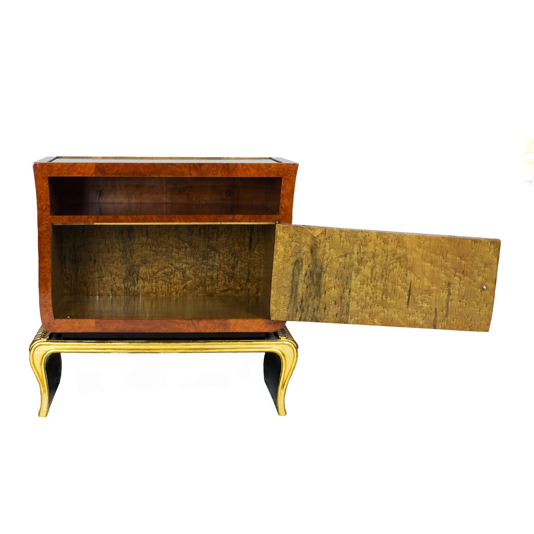 Brass Pair of Mid-Century Modern Night Stands With Marble On Top - Italy For Sale