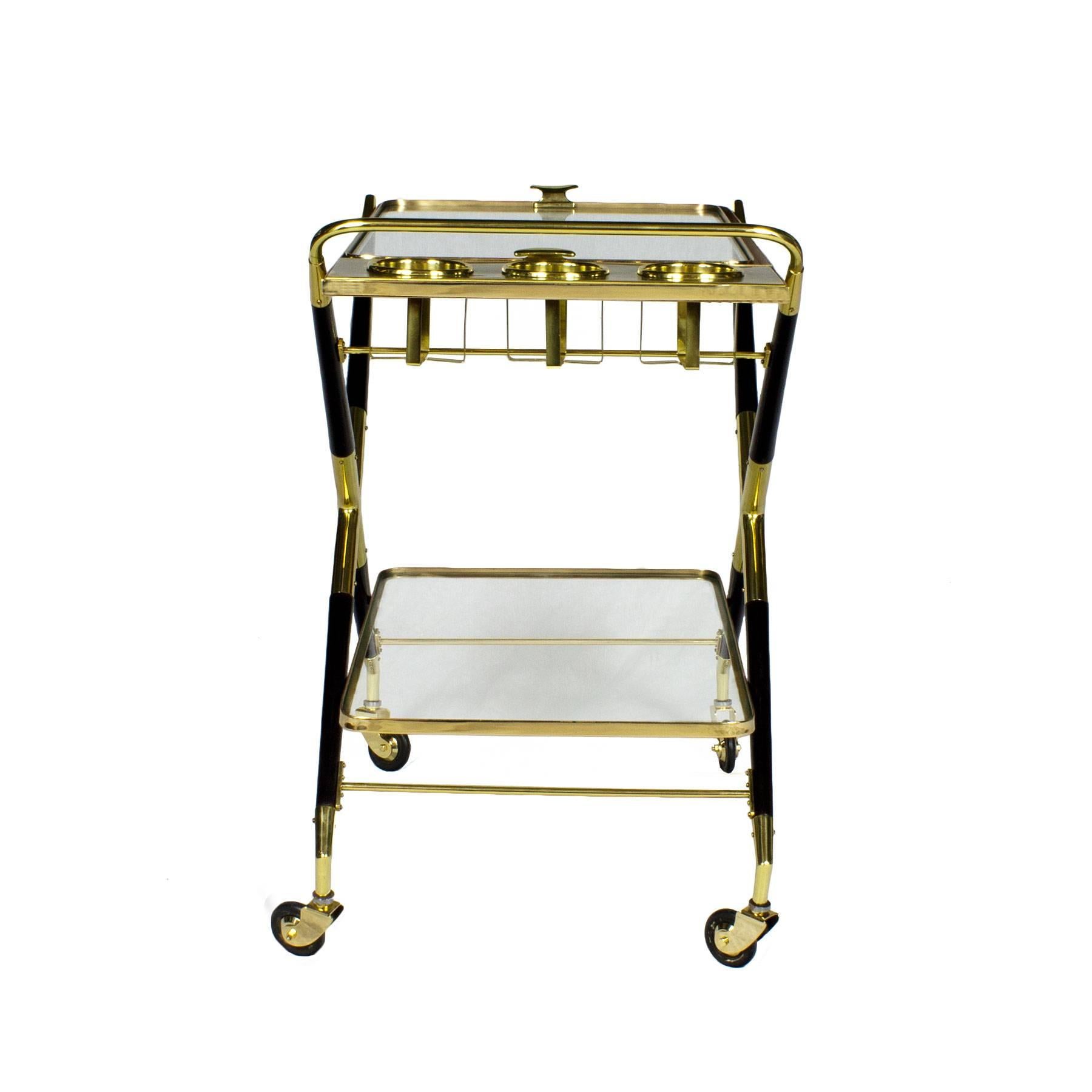 Mid-Century Modern Bar Cart with Tray by Cesare Lacca - Italy In Good Condition For Sale In Girona, ES