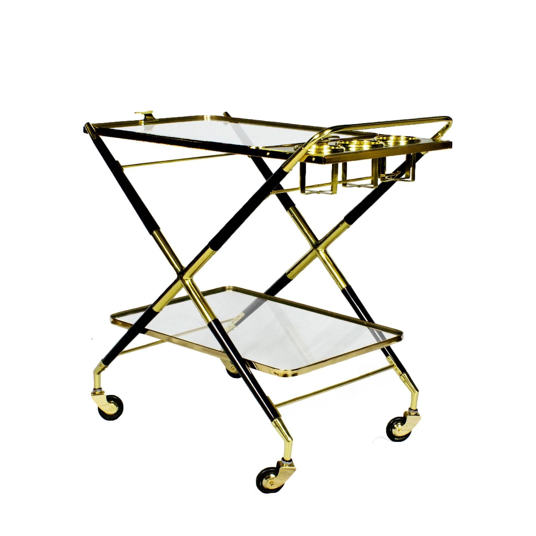 Mid-20th Century Mid-Century Modern Bar Cart with Tray by Cesare Lacca - Italy For Sale