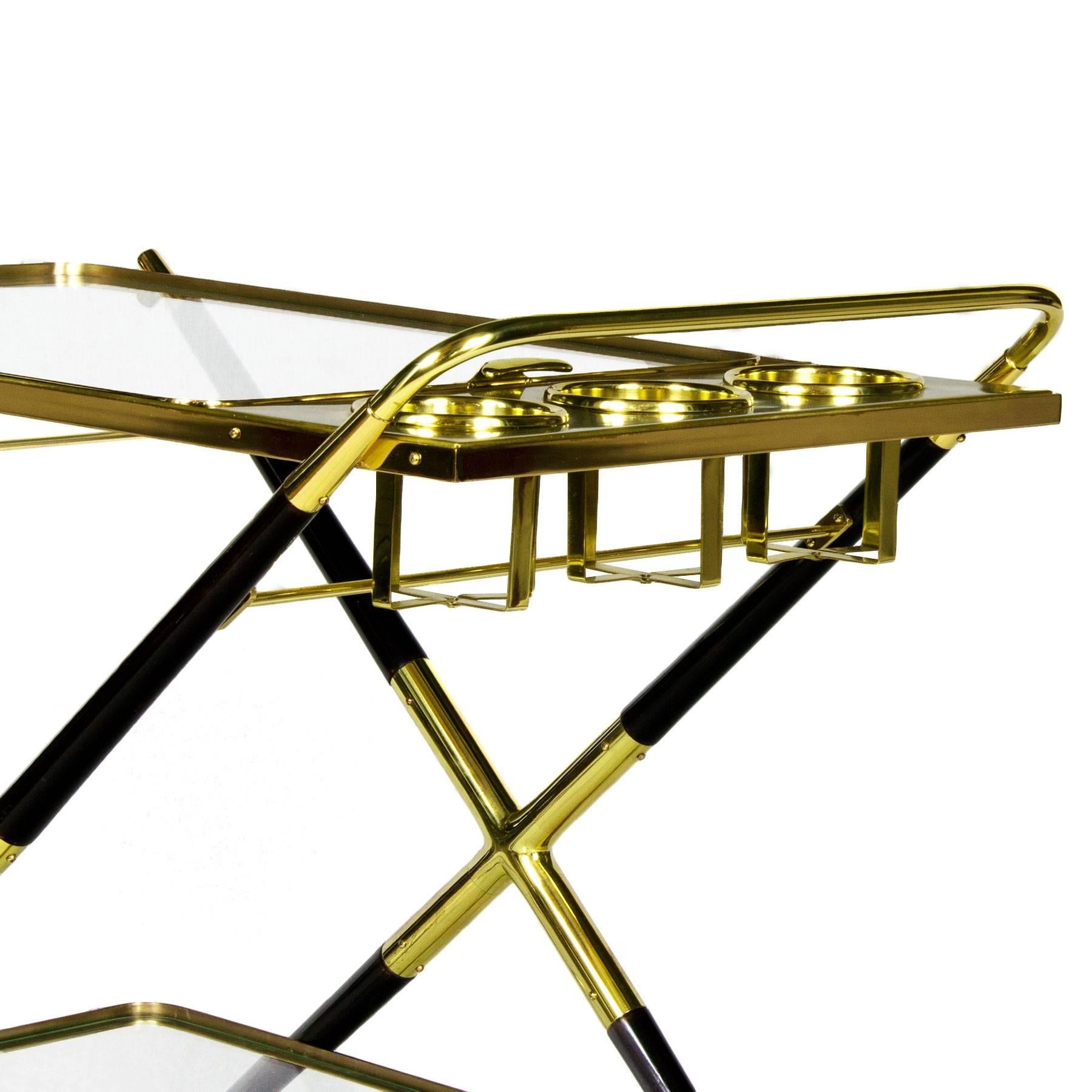 Mid-Century Modern Bar Cart with Tray by Cesare Lacca - Italy For Sale 3