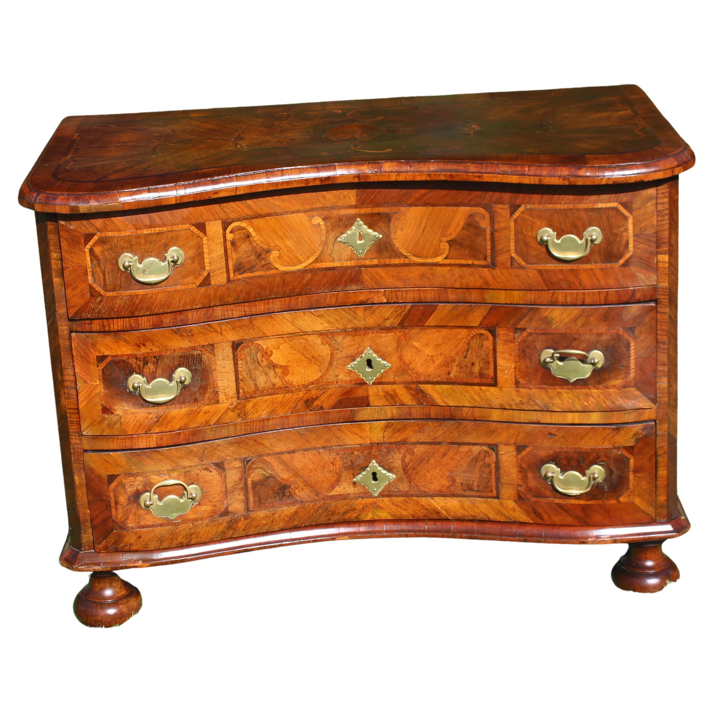 18th Century Baroque walnut and fruitwood Chest of Drawers , Circa 1750
