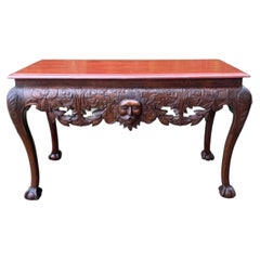 Irish George II Mahogany Side Table with Carved Details, 1890s