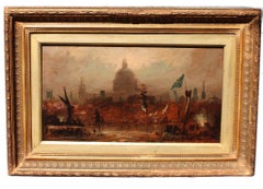 Studio a olio britannico dell’inizio del XIX secolo raffigurante la processione del sindaco sul Tamigi