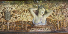 Rare British Arts and Crafts Polychrome Plaster Relief “Ave Epicurus!”, circa 19