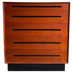 Mid Century Modern Teak Tall 5 drawer dresser by Westnofa Norway