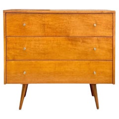 Comò a 3 cassetti Paul McCobb #1508 con finitura bionda e tiranti in ottone