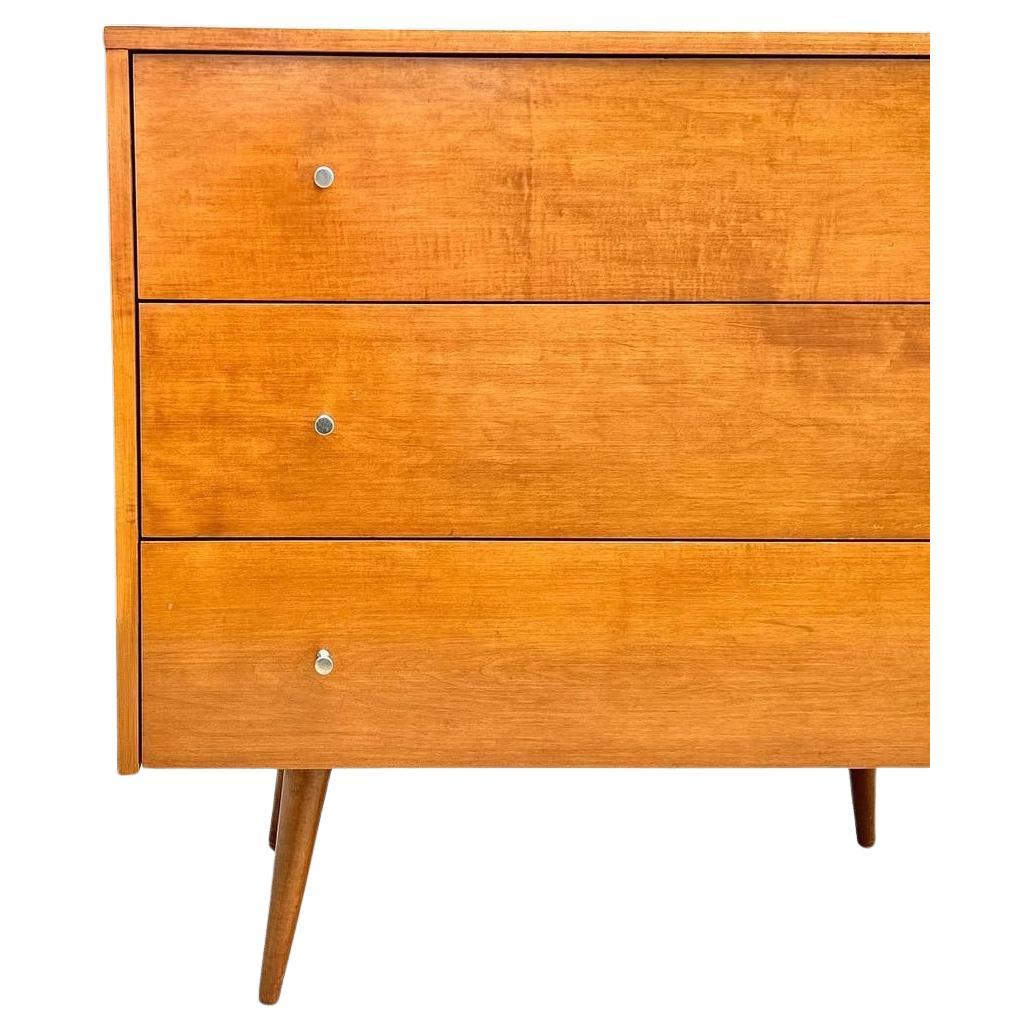 Americano Comò a 3 cassetti Paul McCobb #1508 con finitura bionda e tiranti in ottone in vendita