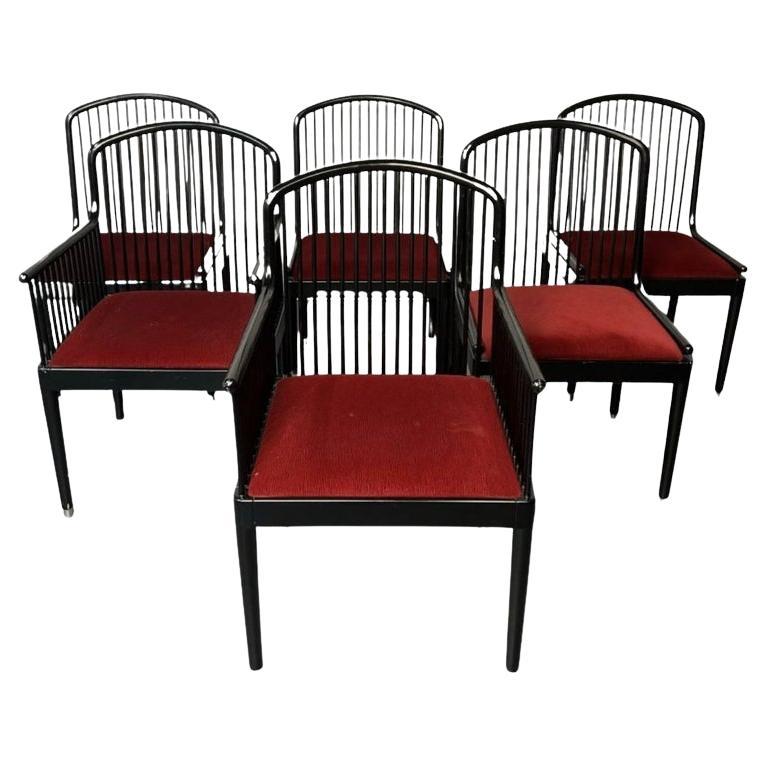 Set of 6 Andover Black Lacquer Dining Chairs by Davis Allen for Stendig