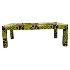 Mid Century Safari Jungle Print Resin Parsons Coffee Table Karl springer style