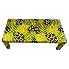 Mid Century Safari Jungle Print Resin Parsons Coffee Table Karl springer style