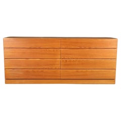 Credenza cassettiera in teak chiaro danese moderna a 8 cassetti del Medioevo