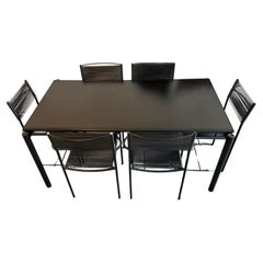 Post modern 6 Black Spaghetti Patio chairs & table set by Giandomenico Belotti