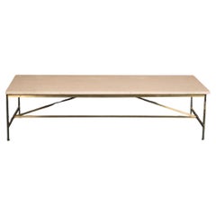 Mid century Paul Mccobb travertine top brass frame coffee table