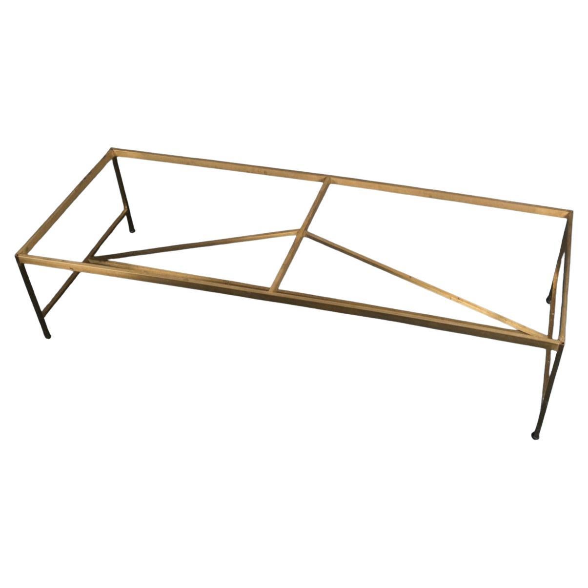 Metalwork Mid century Paul Mccobb travertine top brass frame coffee table For Sale