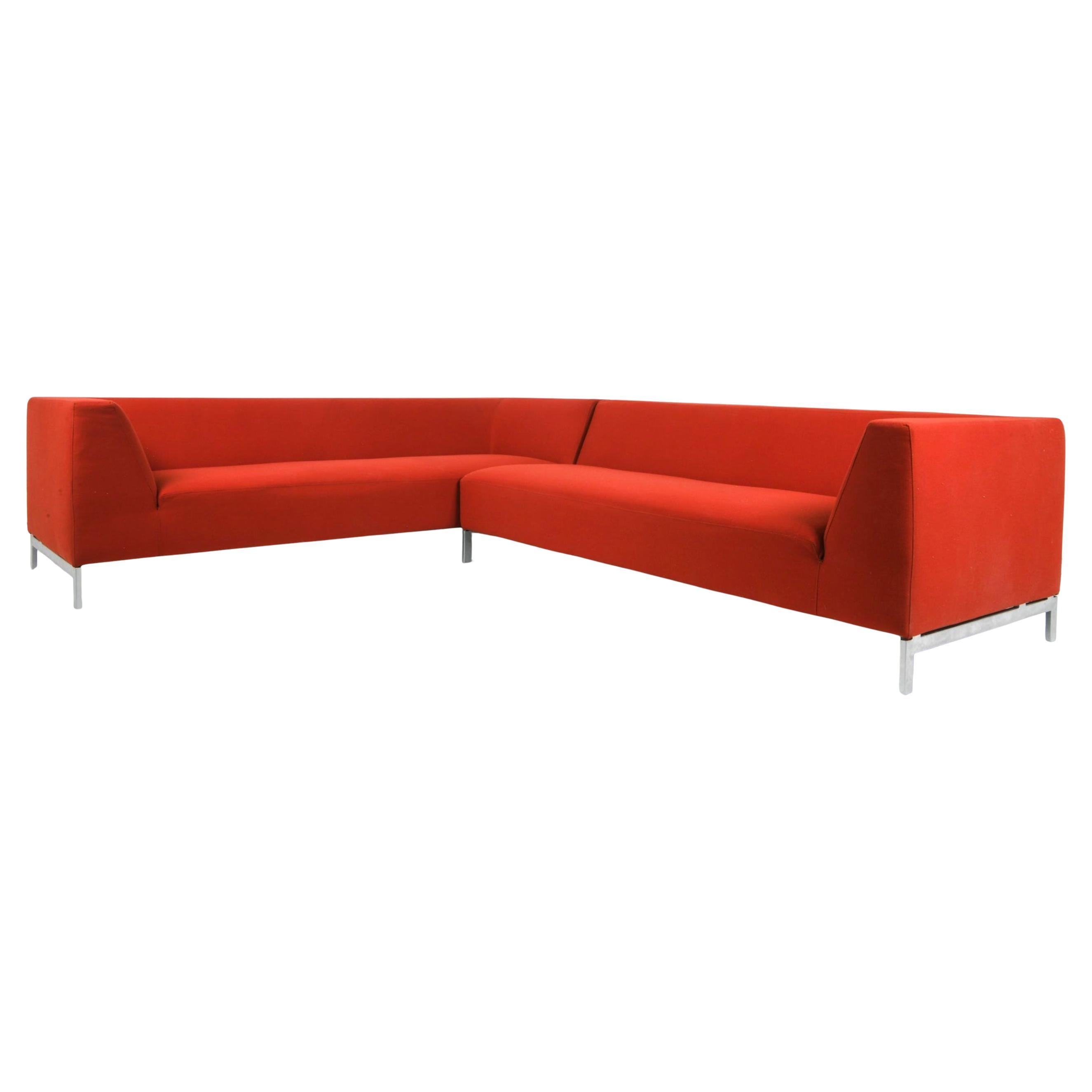 Modern Danish Domino Red 2 section Sectional sofa by Eilersen For Sale