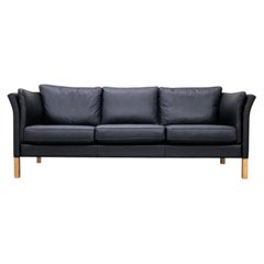 Dänisches 3-Sitzer-Sofa im skandinavischen Modern-Stil aus schwarzem Leder von Skalma Denmark