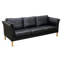 Dänisches 3-Sitzer-Sofa im skandinavischen Modern-Stil aus schwarzem Leder von Skalma Denmark