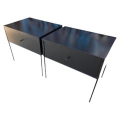 Pair of Mid century Paul McCobb Single Drawer #1500 Nightstands black T Pulls