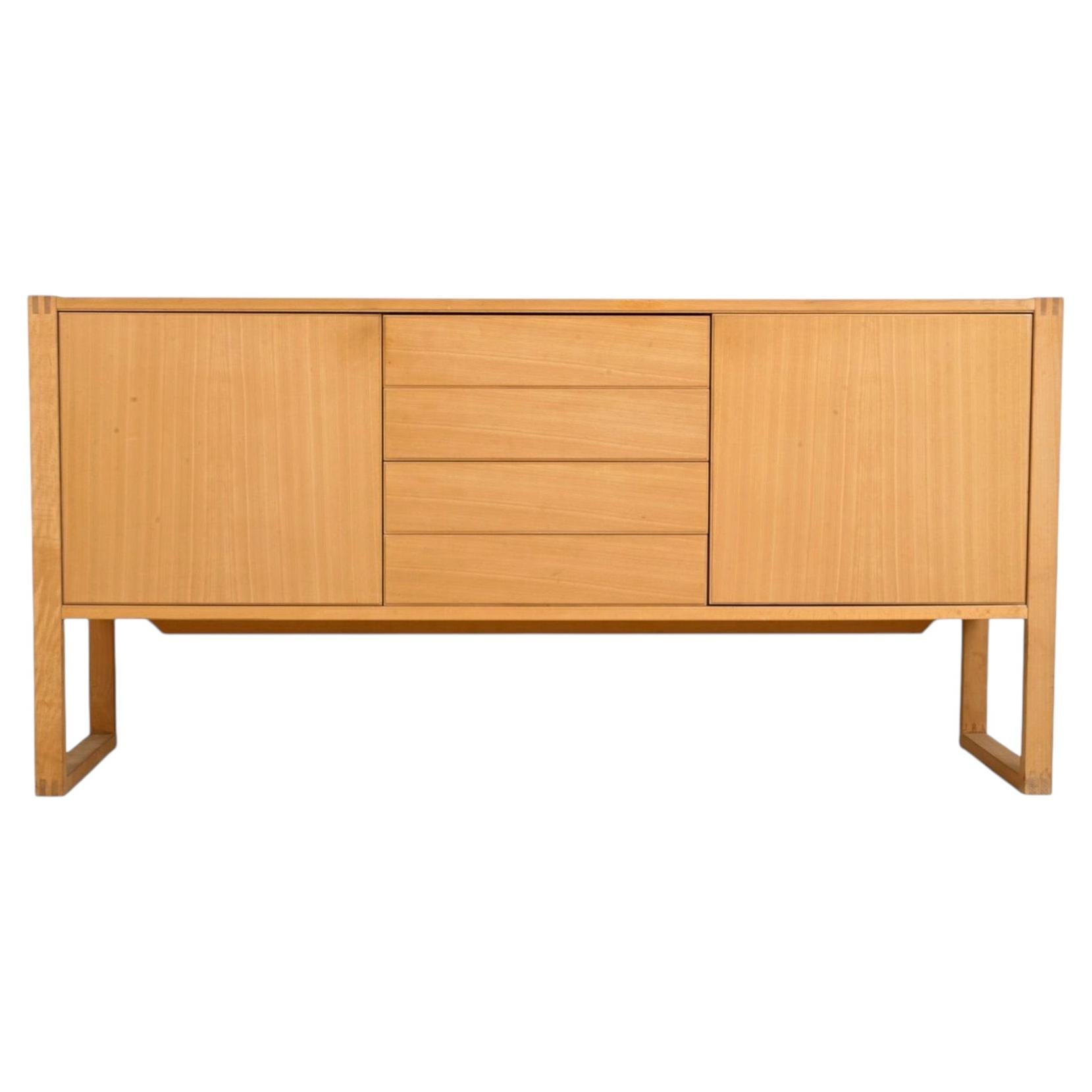 Scandinavian Modern Beech Credenza with 2 doors and 3 drawers Detailed joints