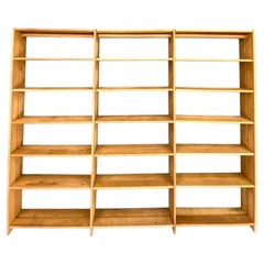 Scandinavian Modern Solid Pine Long Tall Shelf Wall Unit Bookcase