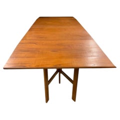 Mid Century Modern Swedish drop leaf long extension teak table