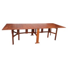 Mid Century Modern Swedish drop leaf long extension teak table