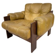 Beautiful Mid Century Lounge chair by Kalustekiila with tufted leather Finland