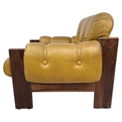 Beautiful Mid Century Lounge chair by Kalustekiila with tufted leather Finland