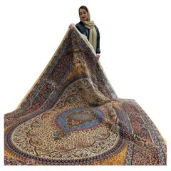 Amber Sky Garden Persian Pure Silk Rug, Iranian Craftsmanship, 0057