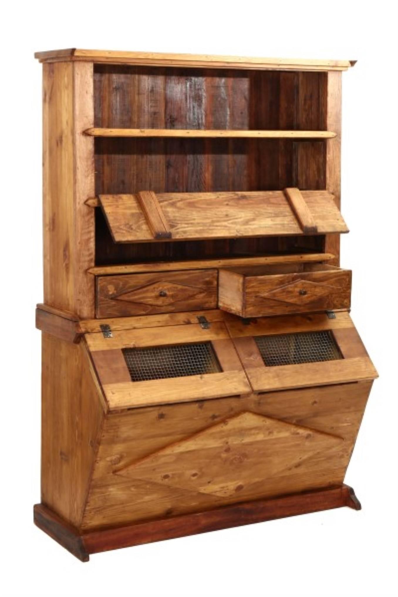 Portuguese old drugstore cabinet., with 2 drawers for cereals in the bottom