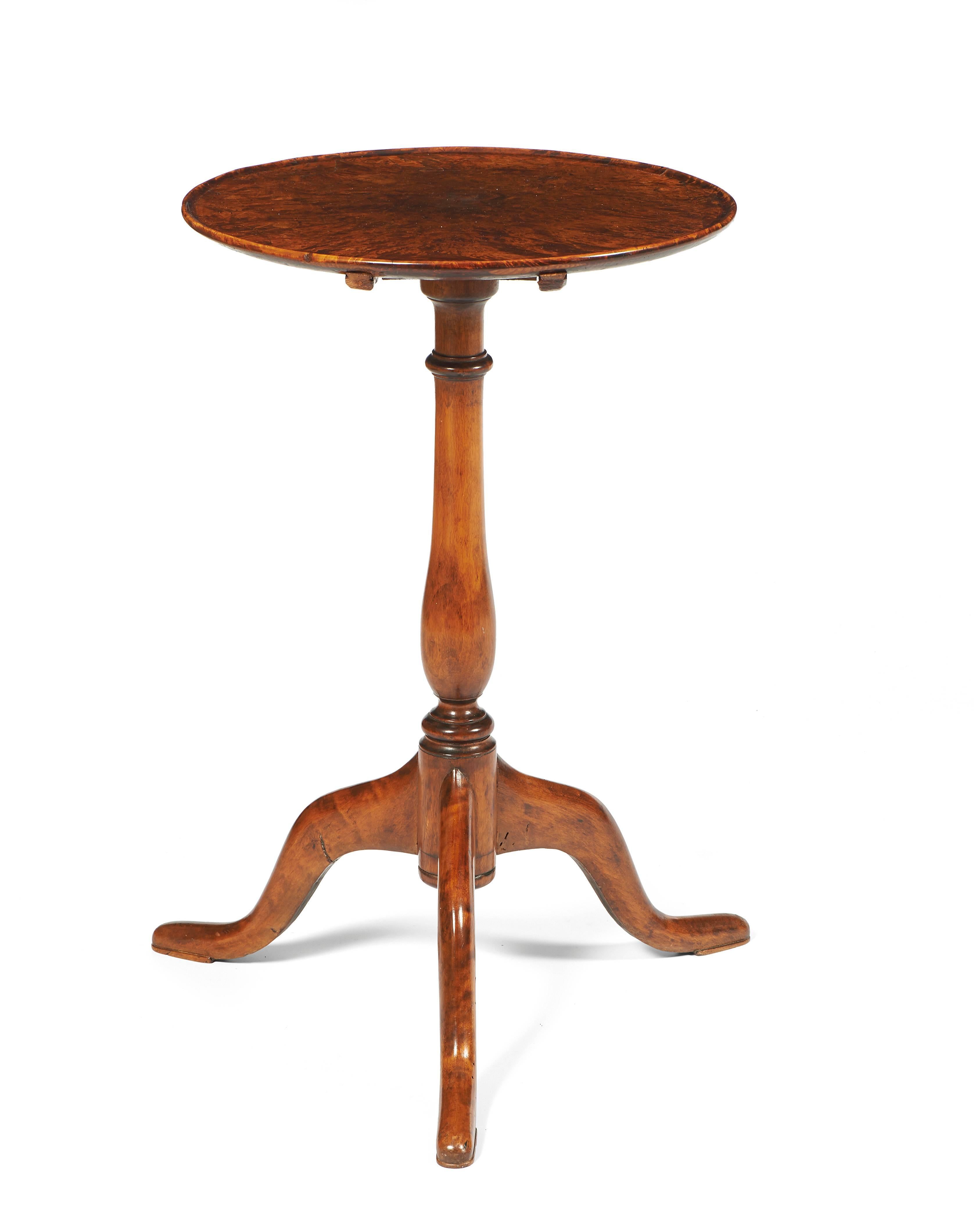 For sale on 1stdibs an 18th Century Swedish Tilt-Top Table by J. Sjölin. This round tilt-top table is veneered in Alder root wood. The  Swedish furniture is usually made in light wood or painted wood to create more bright rooms since in this country
