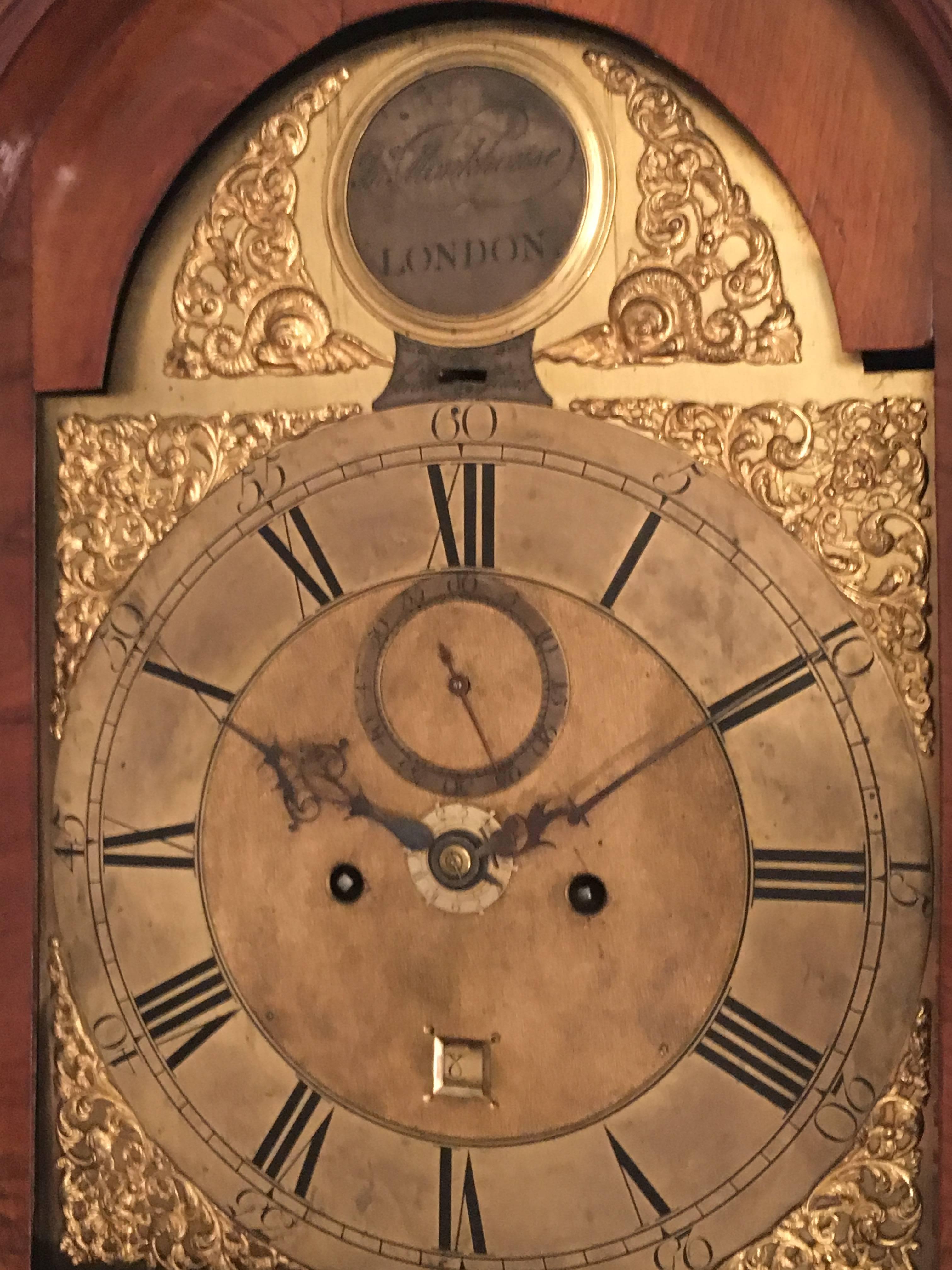 George III English Grandfather Walnut Clock, 18th Century  For Sale