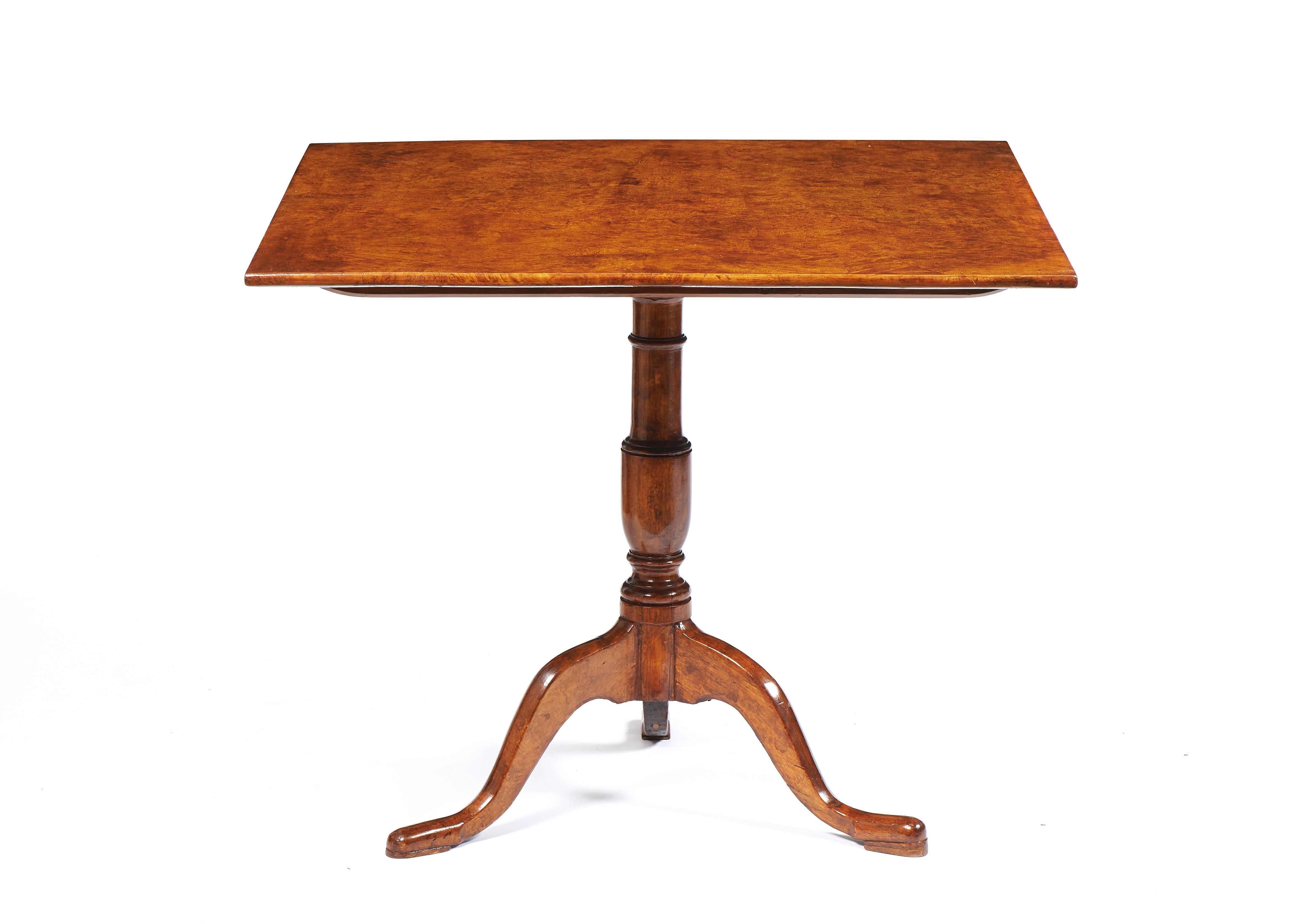 For sale on 1st dibs an 18th Century Swedish Square Side Table with a tri-pod stand, this table is made of a light wood and sober design. The amboine root is matched as if it was a puzzle. The result is a table that can easily work either on a