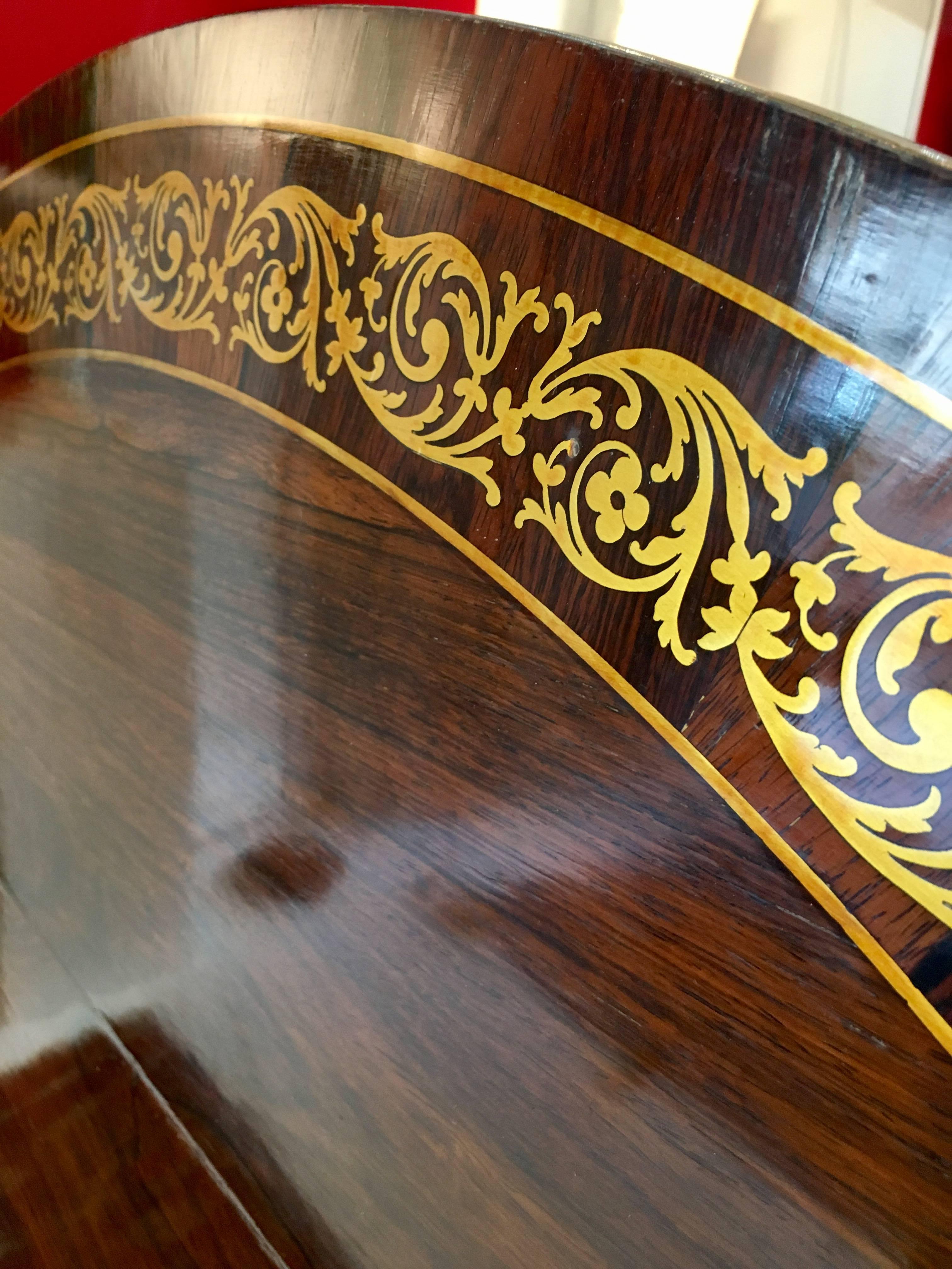 Regency Rosewood Brass Inlaid Breakfast Table English 19th Century 3