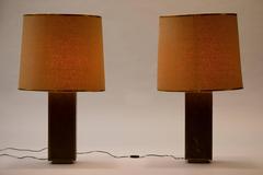 Paire de grandes lampes de bureau en laiton des années 1970 par Rodolfo Dubarry