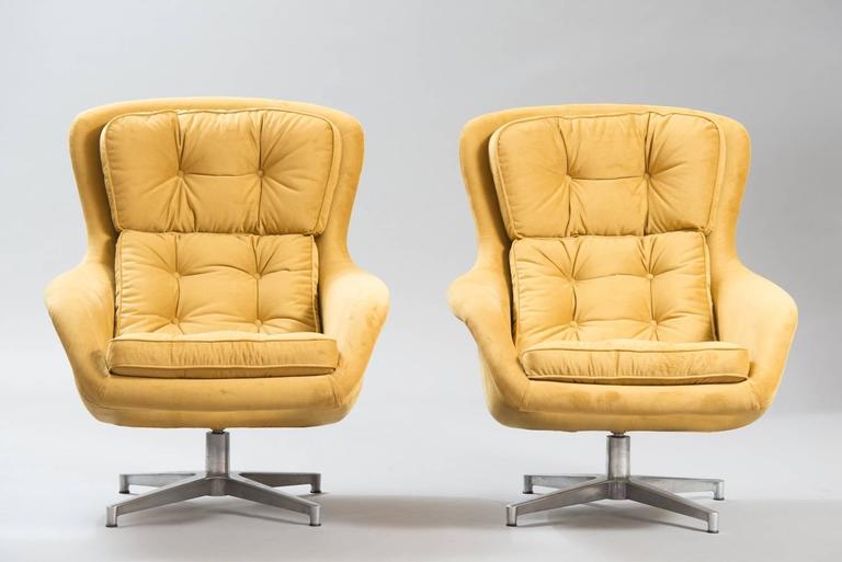 Alf Svensson Swivel Chairs for DUX at 1stDibs mustard swivel chair